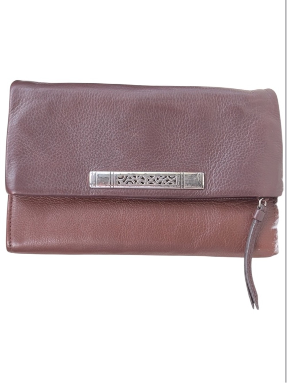 Brighton Two-tone Brown Pebbled Leather Monochromatic Bag Purse Wallet Wristlet